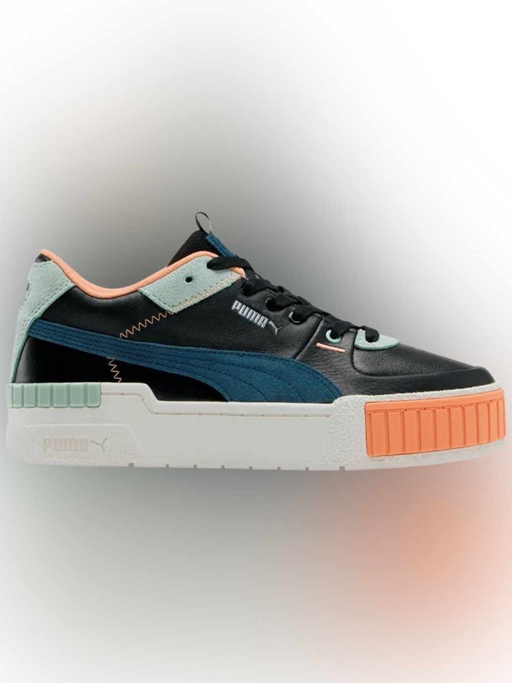 New Puma Cali Sport Mix Colorblock Platform Sneaker Black Marshmellow - Picture 10 of 12